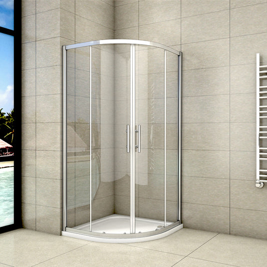 AICA 190 cm Box Doccia Semicircolare Apertura Scorrevole Vetro 5 mm Temperato Trasparente Telai In Cromo Lucido 80x80x190