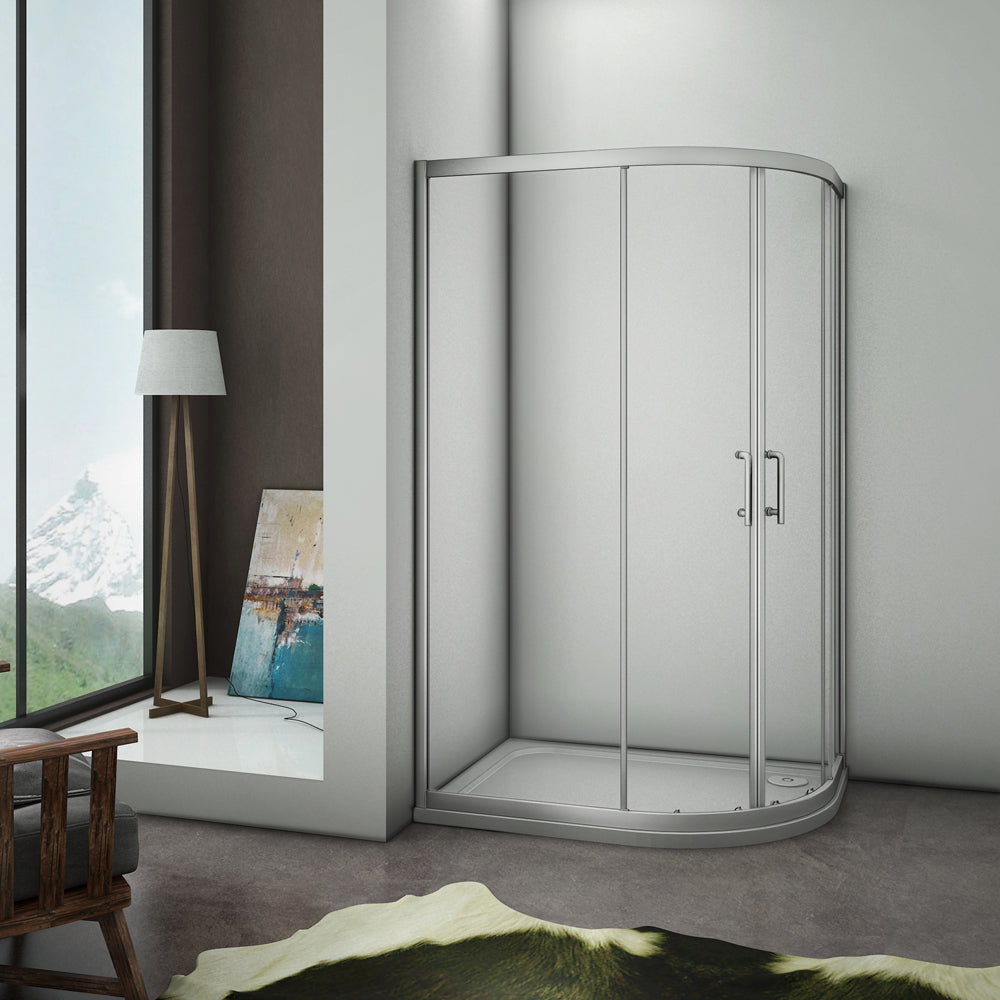 Aica 80X100cm Box Doccia Semicircolare Scorrevole In Alluminio Elettroforesi Vetro Temperato Trasparente R