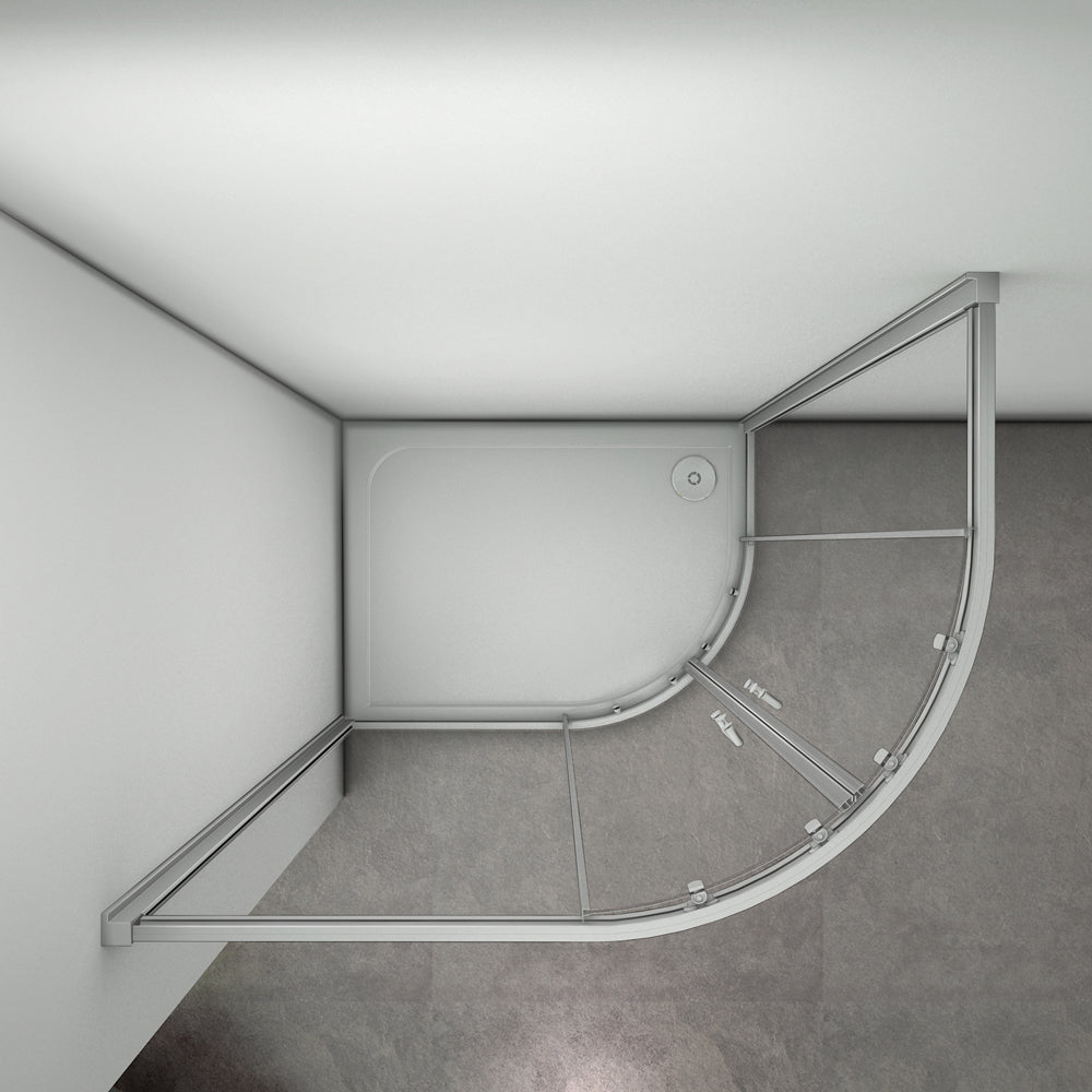 Aica 80X100cm Box Doccia Semicircolare Scorrevole In Alluminio Elettroforesi Vetro Temperato Trasparente R