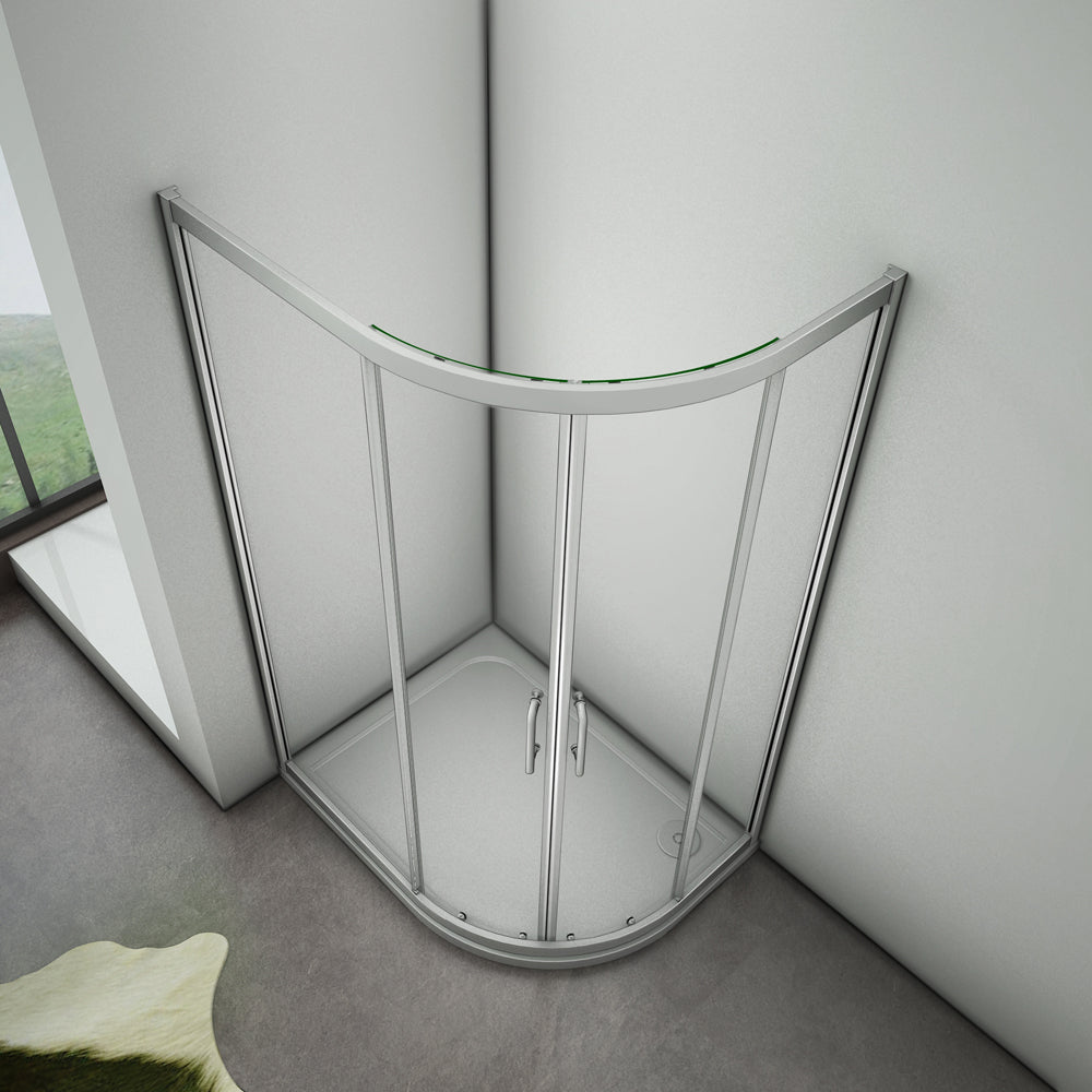 Aica 80X100cm Box Doccia Semicircolare Scorrevole In Alluminio Elettroforesi Vetro Temperato Trasparente R