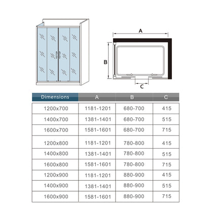 185 cm Box Doccia Angolare Porta Scorrevole con Parete Fissa Vetro 5mm Ingresso Centrale Temperato Trasparente Profilo Cromato Lucido