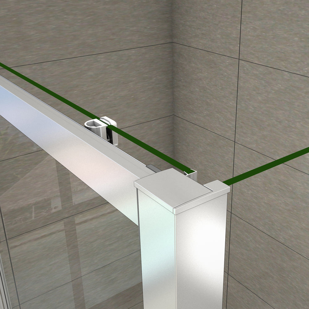 Aica 190 cm Box Doccia Angolare Porta Scorrevole Vetro 5 mm Ingresso Centrale Temperato Trasparente Telaio Cromato Lucido varie dimensioni