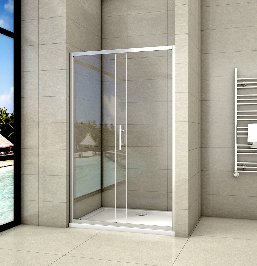 Aica 190 cm Porta Doccia Per Nicchia Anta Scorrevole Ingresso Laterale In Vetro 5mm Temperato Trasparente