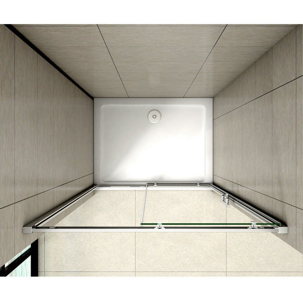 Aica 190 cm Porta Doccia Per Nicchia Anta Scorrevole Ingresso Laterale In Vetro 5mm Temperato Trasparente