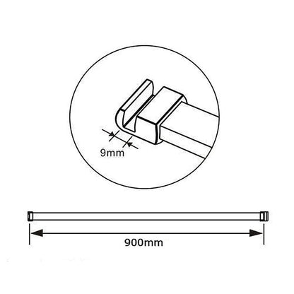 Aica Parete Per Doccia Walk In Alta 200cm Vetro Temperato Anti-frantumi Anticalcare 8mm Striscia Satinata-Opaca Barra Stabilizzatrice 90 cm