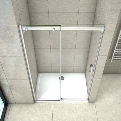 Aica 195 cm Porta Doccia Per Nicchia Anta Scorrevole Ingresso Laterale In Vetro 8 mm Temperato Trasparente Anticalcare