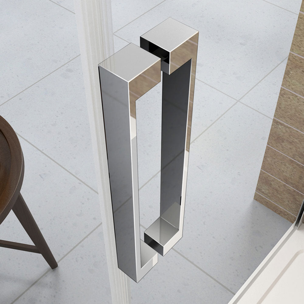 Aica 195cm Box Doccia Angolare Porta Scorrevole Vetro 8mm Temperato Anticalcare Trasparente Telaio Cromato Lucido varie dimensioni