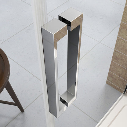 Aica 195cm Box Doccia Angolare Porta Scorrevole Vetro 8mm Temperato Anticalcare Trasparente Telaio Cromato Lucido varie dimensioni