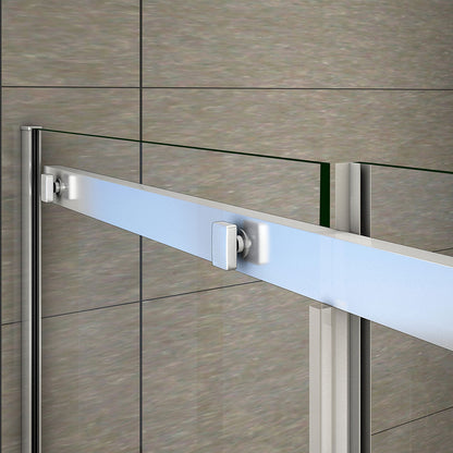 Aica 195cm Box Doccia Angolare Porta Scorrevole Vetro 8mm Temperato Anticalcare Trasparente Telaio Cromato Lucido varie dimensioni