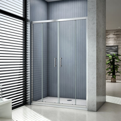 Aica Box Doccia Per Nicchia Doppie Porte Scorrevoli Da Bagno Vetro Temperato Trasparente 120X185cm