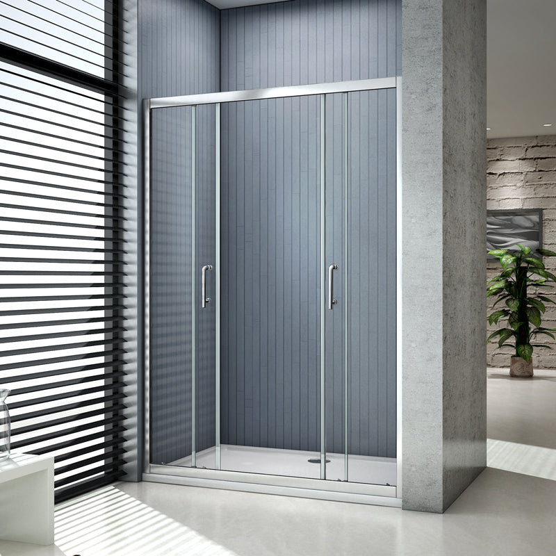 Aica Box Doccia Per Nicchia Doppie Porte Scorrevoli Da Bagno Vetro Temperato Trasparente 120X185cm