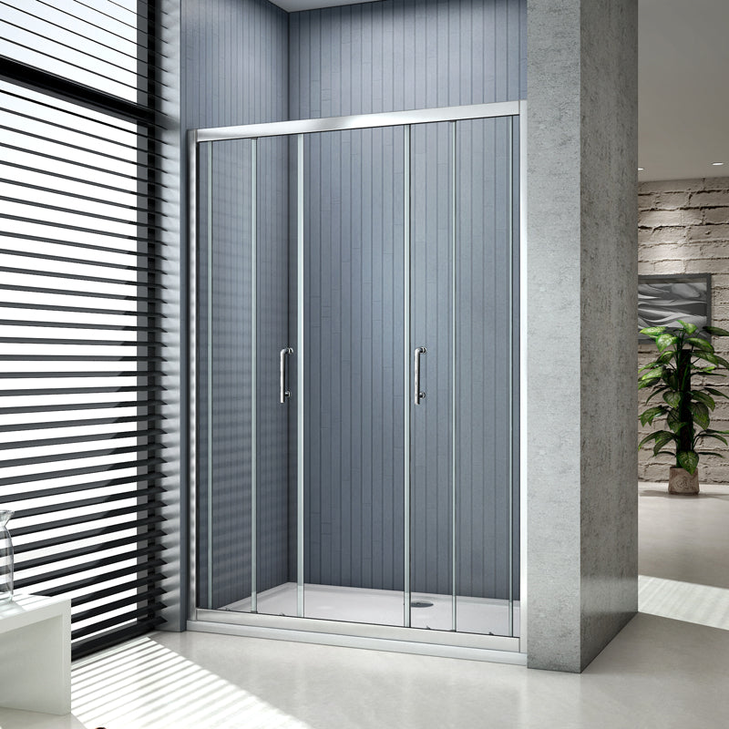 Aica Box Doccia Per Nicchia Doppie Porte Scorrevoli Da Bagno Vetro Temperato Trasparente 120X185cm