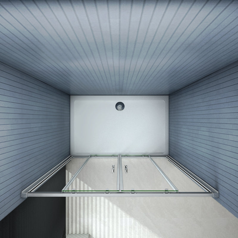 Aica Box Doccia Per Nicchia Doppie Porte Scorrevoli Da Bagno Vetro Temperato Trasparente 120X185cm