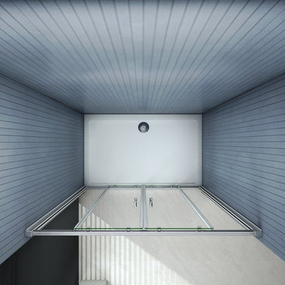 Aica Box Doccia Per Nicchia Doppie Porte Scorrevoli Da Bagno Vetro Temperato Trasparente 120X185cm