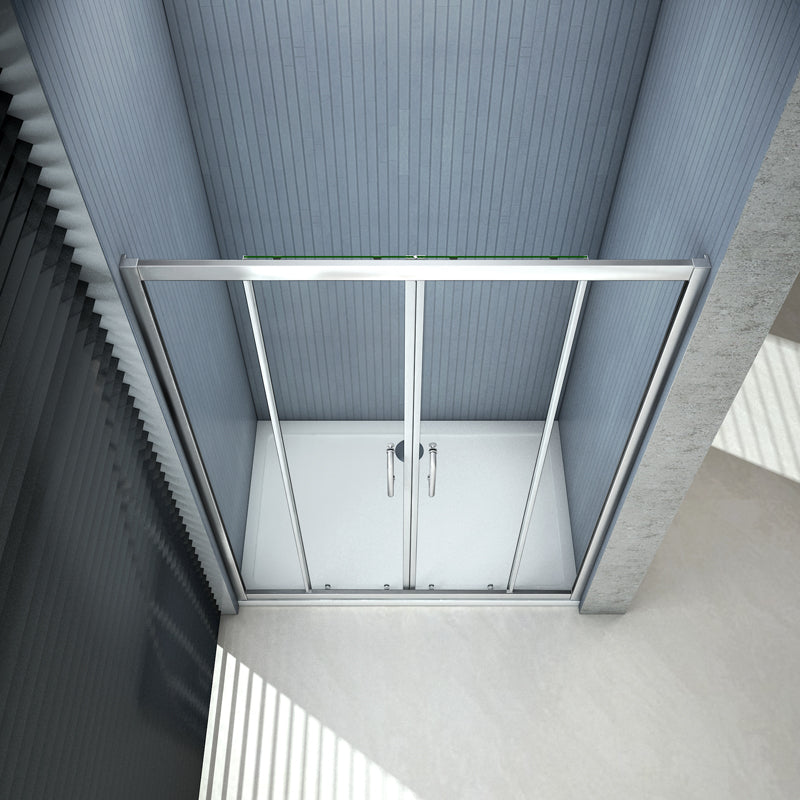 Aica Box Doccia Per Nicchia Doppie Porte Scorrevoli Da Bagno Vetro Temperato Trasparente 120X185cm