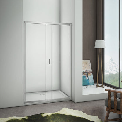 Aica Box Doccia Per Nicchia Porta Scorrevole Telaio In Alluminio Elettroforesi Vetro Temperato Trasparente 6mm