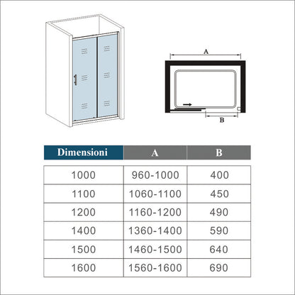 Aica Box Doccia Per Nicchia Porta Scorrevole Telaio In Alluminio Elettroforesi Vetro Temperato Trasparente 6mm
