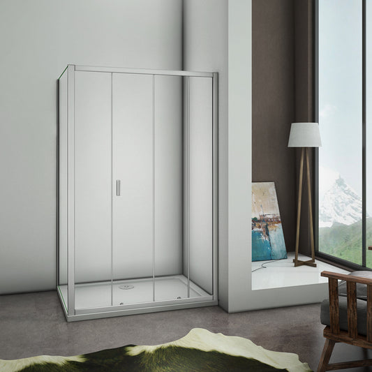 Aica Box Doccia Porta Scorrevole Telaio In Alluminio Elettroforesi Vetro Temperato Trasparente 6mm