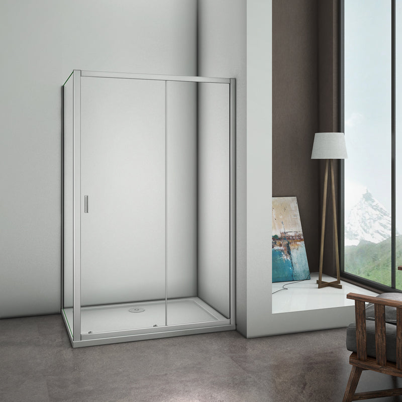 Aica Box Doccia Porta Scorrevole Telaio In Alluminio Elettroforesi Vetro Temperato Trasparente 6mm