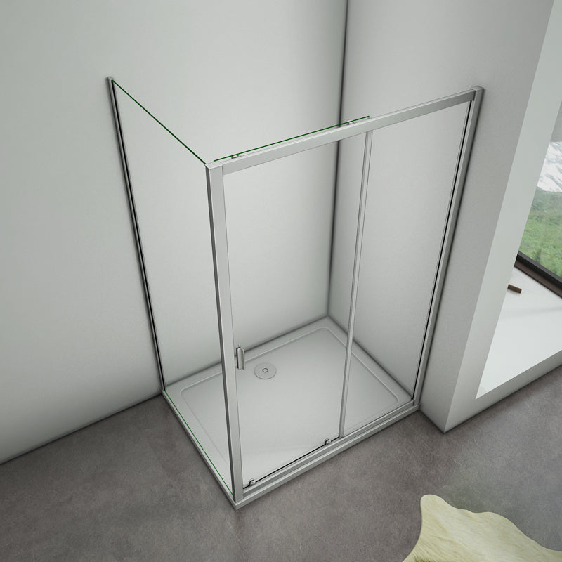 Aica Box Doccia Porta Scorrevole Telaio In Alluminio Elettroforesi Vetro Temperato Trasparente 6mm