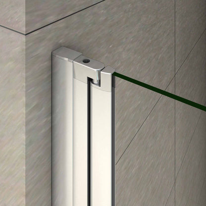 Aica Sopravasca 140 cm Apribile 180 Gradi verso Sinistro/Destro in Vetro Temperato 6 mm Trasparente Anticalcare Fascia Centrale Opaca