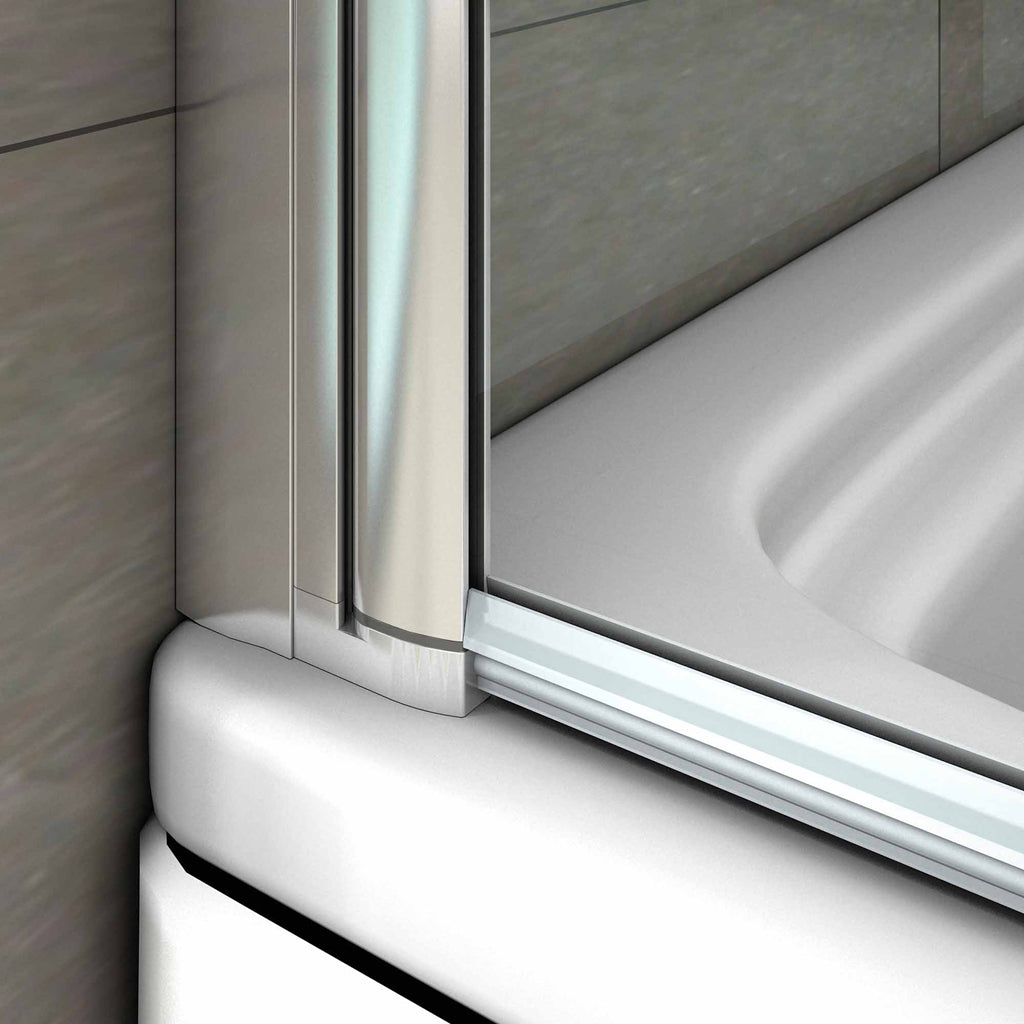 Aica Sopravasca 140 cm Apribile 180 Gradi verso Sinistro/Destro in Vetro Temperato 6 mm Trasparente Anticalcare Fascia Centrale Opaca