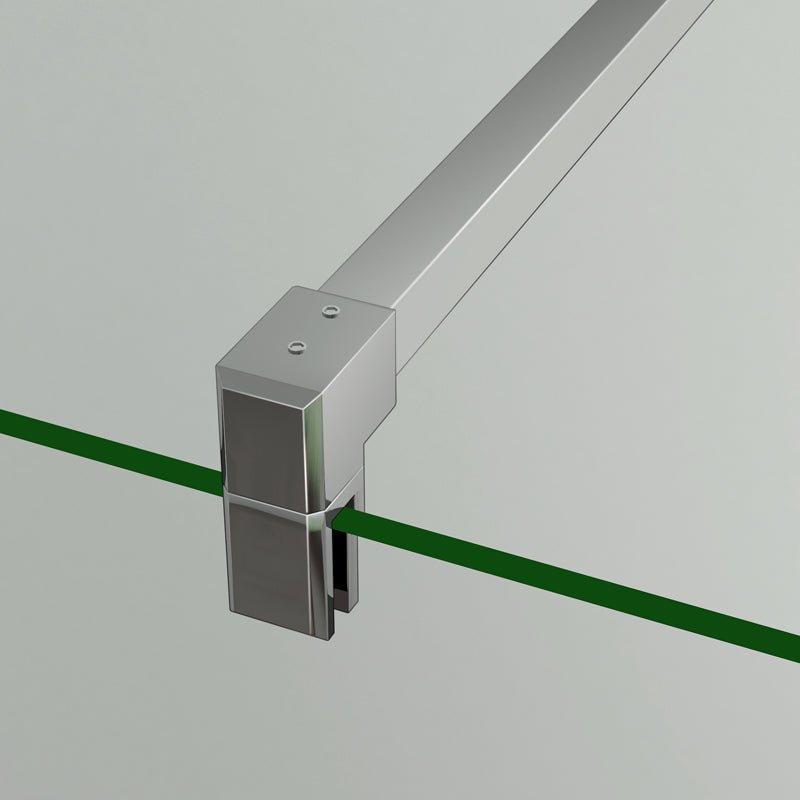 Box Doccia Walk In Parete Fissa in Vetro Temperato da 10 mm Trasparente Anticalcare Barra Stabilizzatrice Cromo Lucido