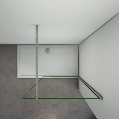 Aica Box Doccia Walk In Parete Fissa Vetro 8mm Temperato Trasparente Anticalcare Alta 2M Barra Stabilizzatrice Tagliabile