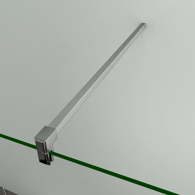 Aica Box Doccia Walk In Parete Fissa Vetro 8mm Temperato Trasparente Anticalcare Alta 2M Barra Stabilizzatrice Tagliabile