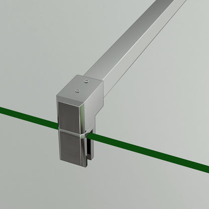 Aica Box Doccia Walk In Parete Fissa Vetro 8mm Temperato Trasparente Anticalcare Alta 2M Barra Stabilizzatrice Tagliabile