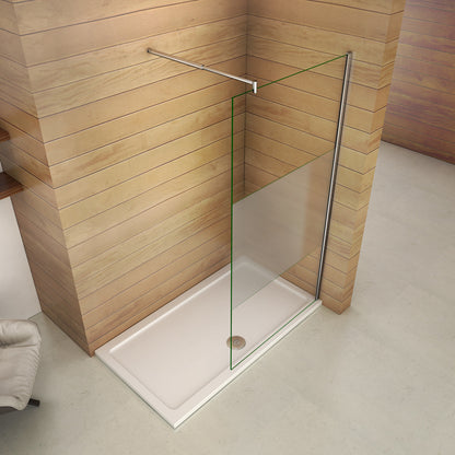 AICA Walk In Parete Per Doccia Con Barra Stabilizzatrice Regolabile 70-120cm Vetro 8mm Temperato Opaco Anticalcare
