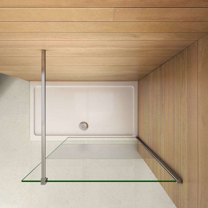 Aica Box Doccia Parete Doccia Walk In Vetro 8mm Temperato Anticalcare Fascia Centrale Smerigliata Opaca Con Barra Stabilizzatrice Alta 200cm