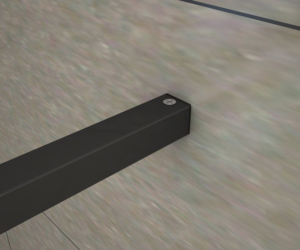 Aica Parete Per Doccia Walk-In Vetro Trasparente 8mm Larga 50-100cm Alta 200cm Con Barra Stabilizzatrice Da 90cm Nero Opaco