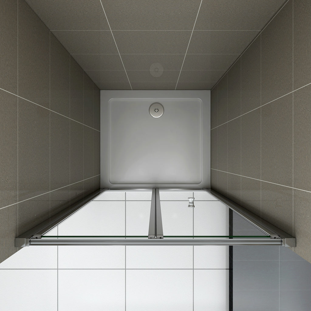 Aica Porta Doccia per Nicchia Porta Scorrevole a libro Vetro Temperato 6 mm Trasparente Profili Cromati Lucidi 185 cm