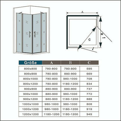 Aica 195 cm Box Doccia Angolare Doppie Porte Apertura Battente Vetro Temperato 6 mm Trasparente Anticalcare Con Barre Stabilizzatrici