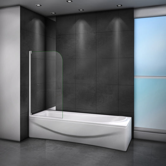 Aica 80x140 cm Sopravasca Parete Per Vasca Pannello Singolo Vetro Temperato 4 mm Trasparente Telaio Con Processo Elettroforesi