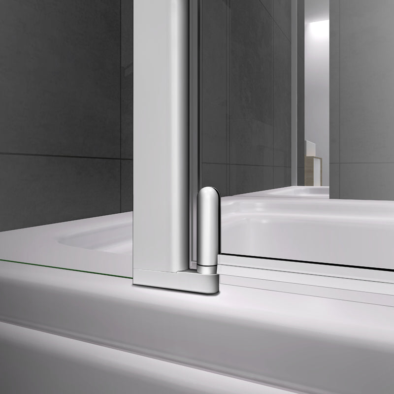 Aica 100X140cm Sopravasca Parete Vasca Apribile Barra Stabilizzatrice Vetro Temperato 4 mm Telaio Con Processo Di Elettroforesi