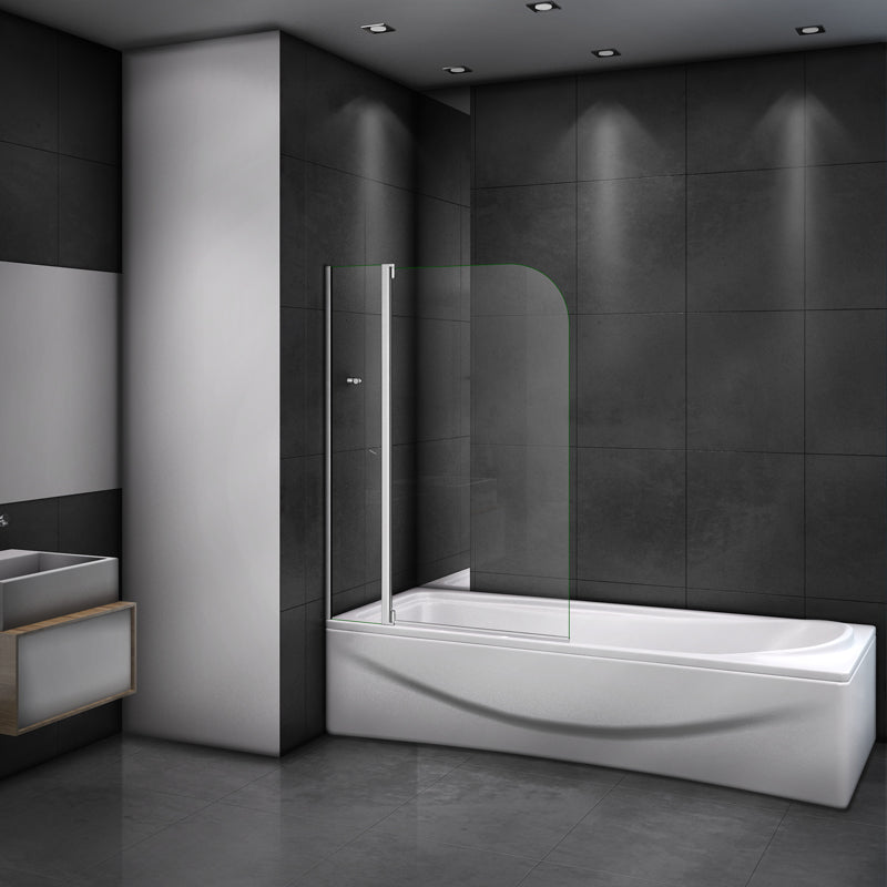 Aica 100X140cm Sopravasca Parete Vasca Apribile Barra Stabilizzatrice Vetro Temperato 4 mm Telaio Con Processo Di Elettroforesi